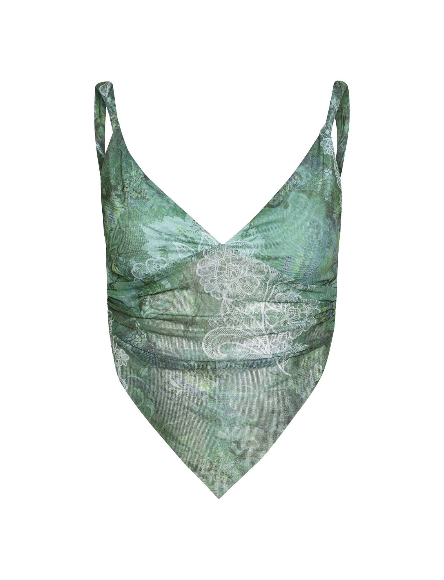 Grön blommig crop top med kjol