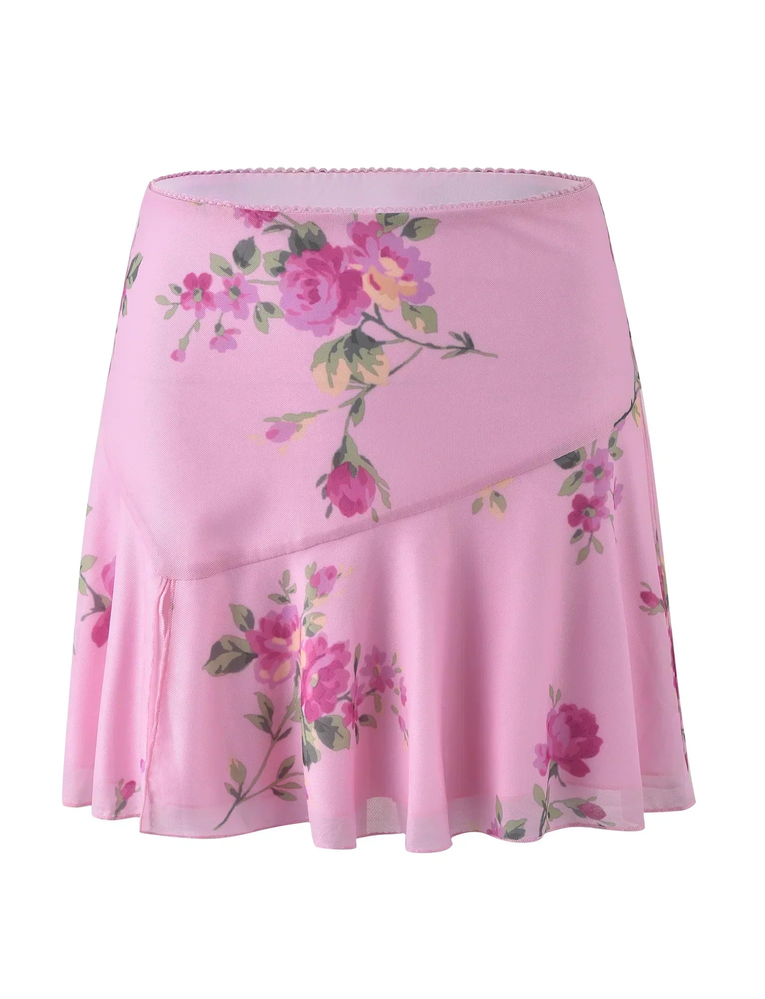 Rosa blommig topp med minikjol