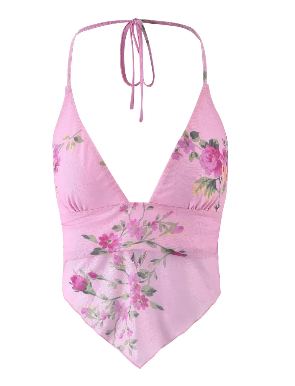 Rosa blommig topp med minikjol