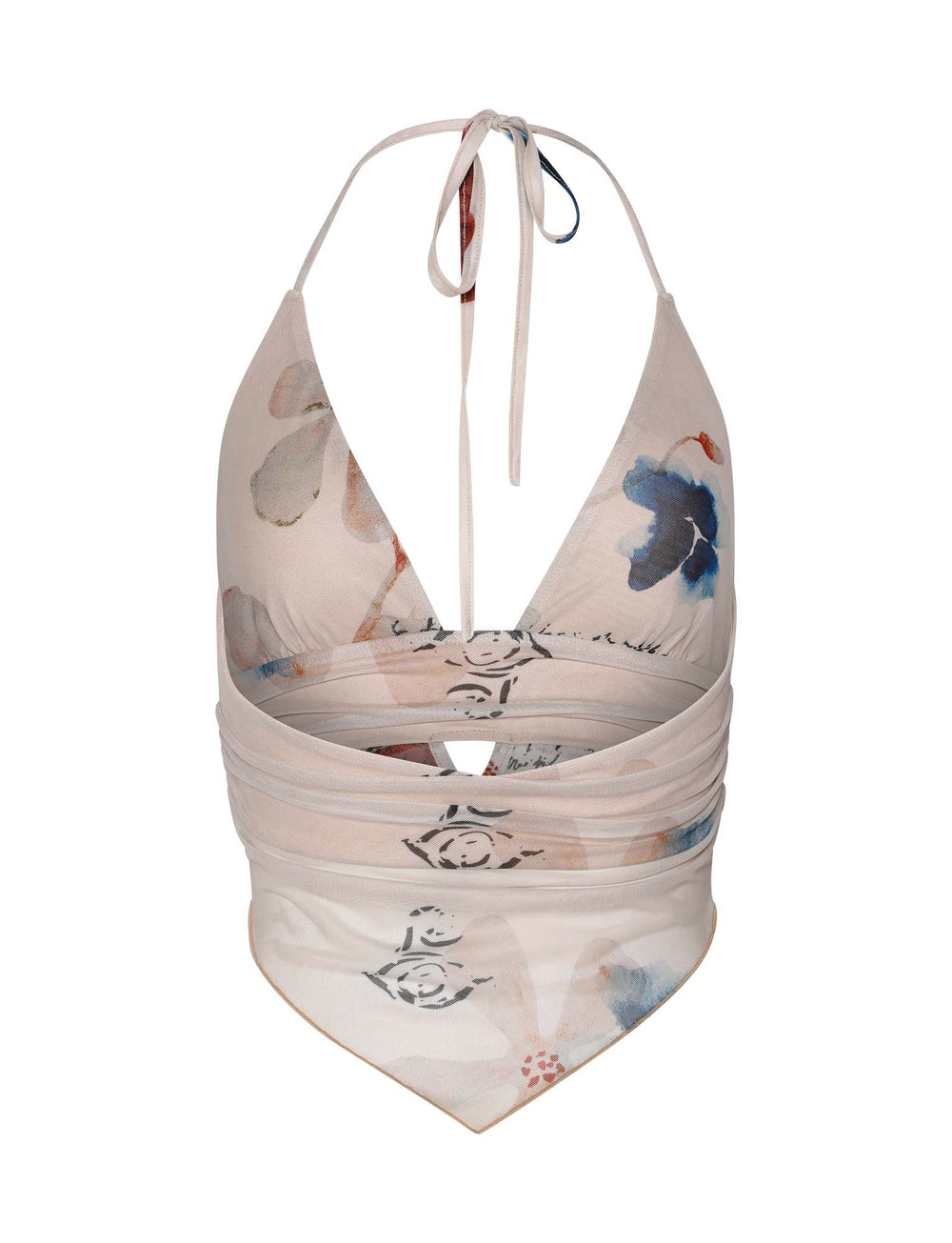 Blommig beige topp med minikjol