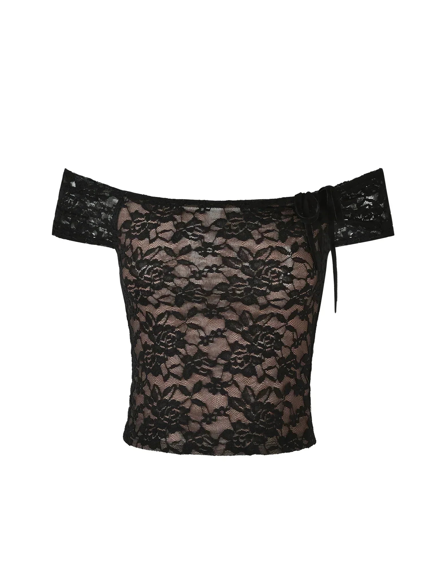 Off shoulder topp med blommig textur