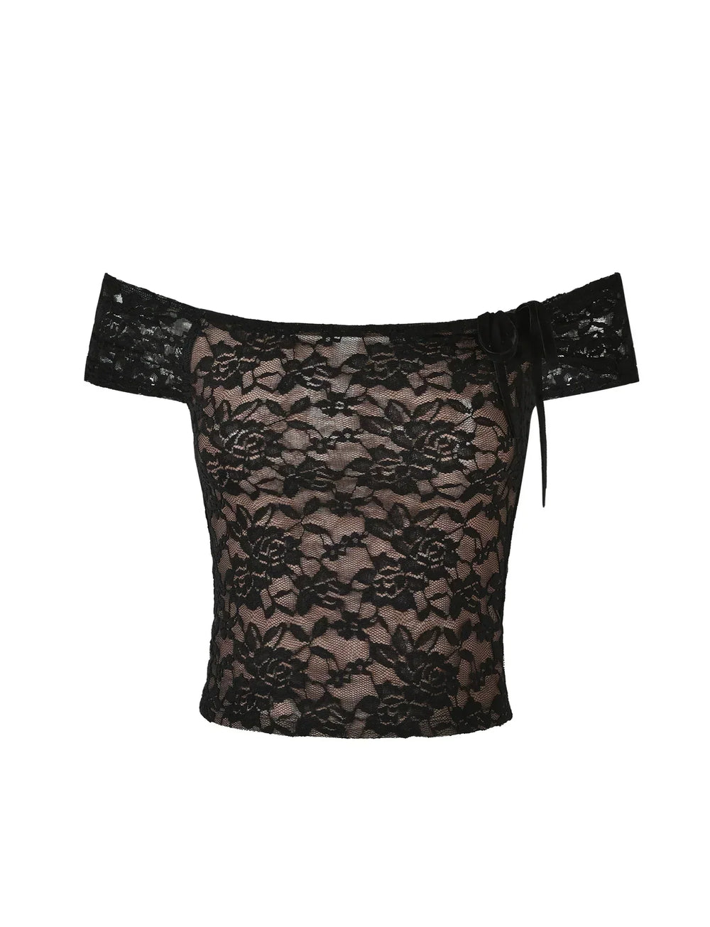 Off shoulder topp med blommig textur