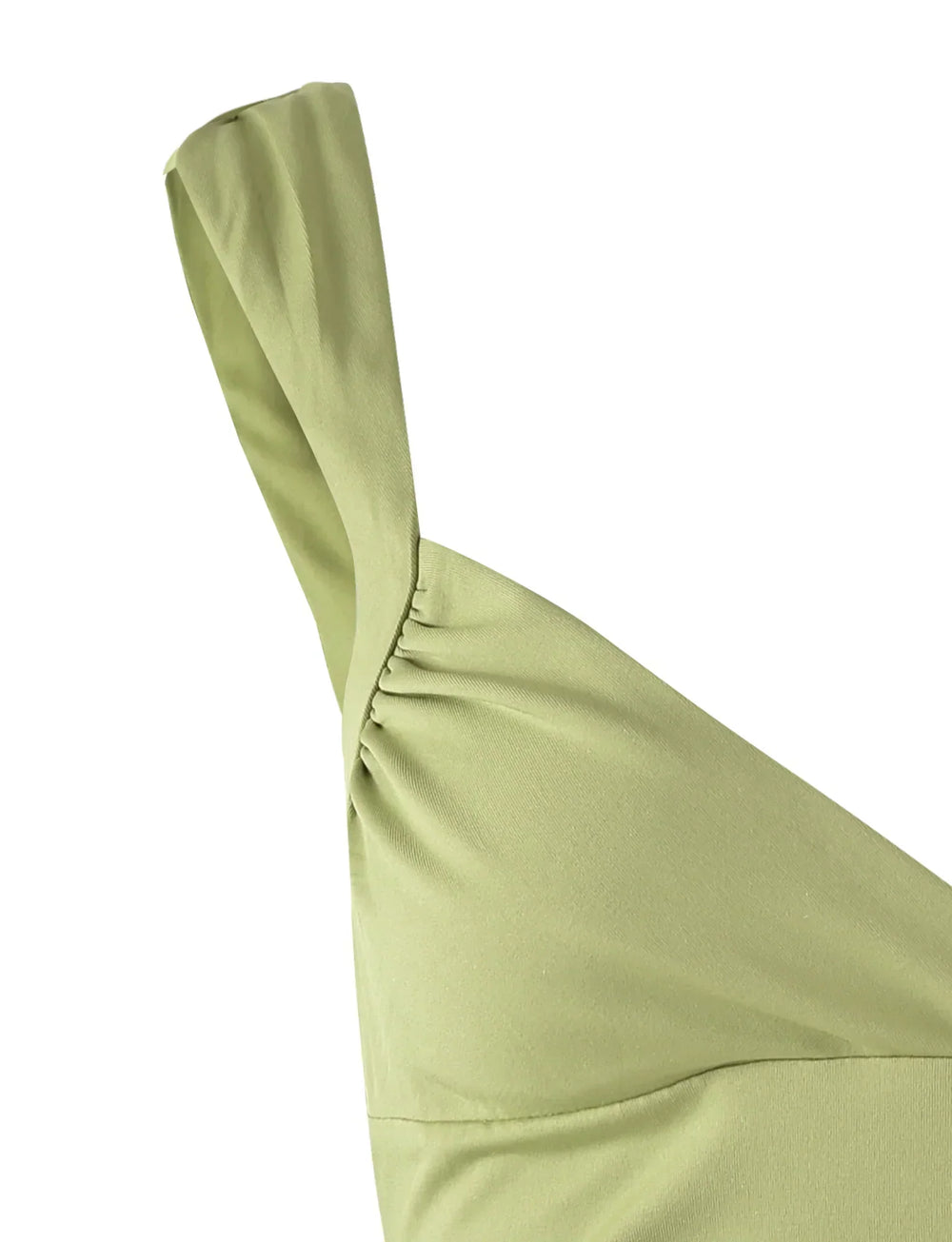 Grön topp med brett band och volanger på  sidorna