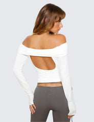 Chic off shoulders topp med ryggutskärning