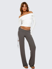 Chic off shoulders topp med ryggutskärning