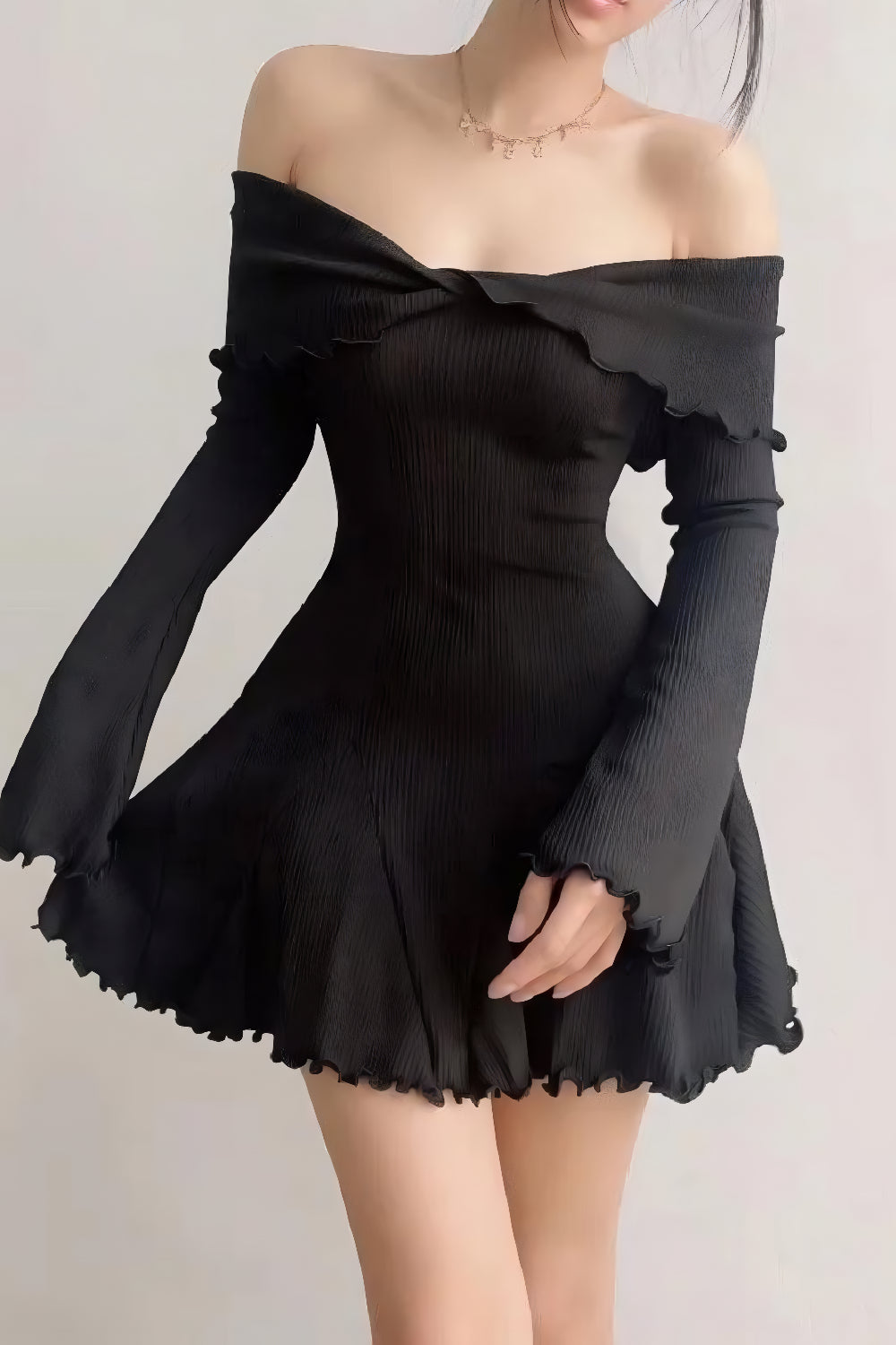 Elena Off-the-shoulder Mesh Dress