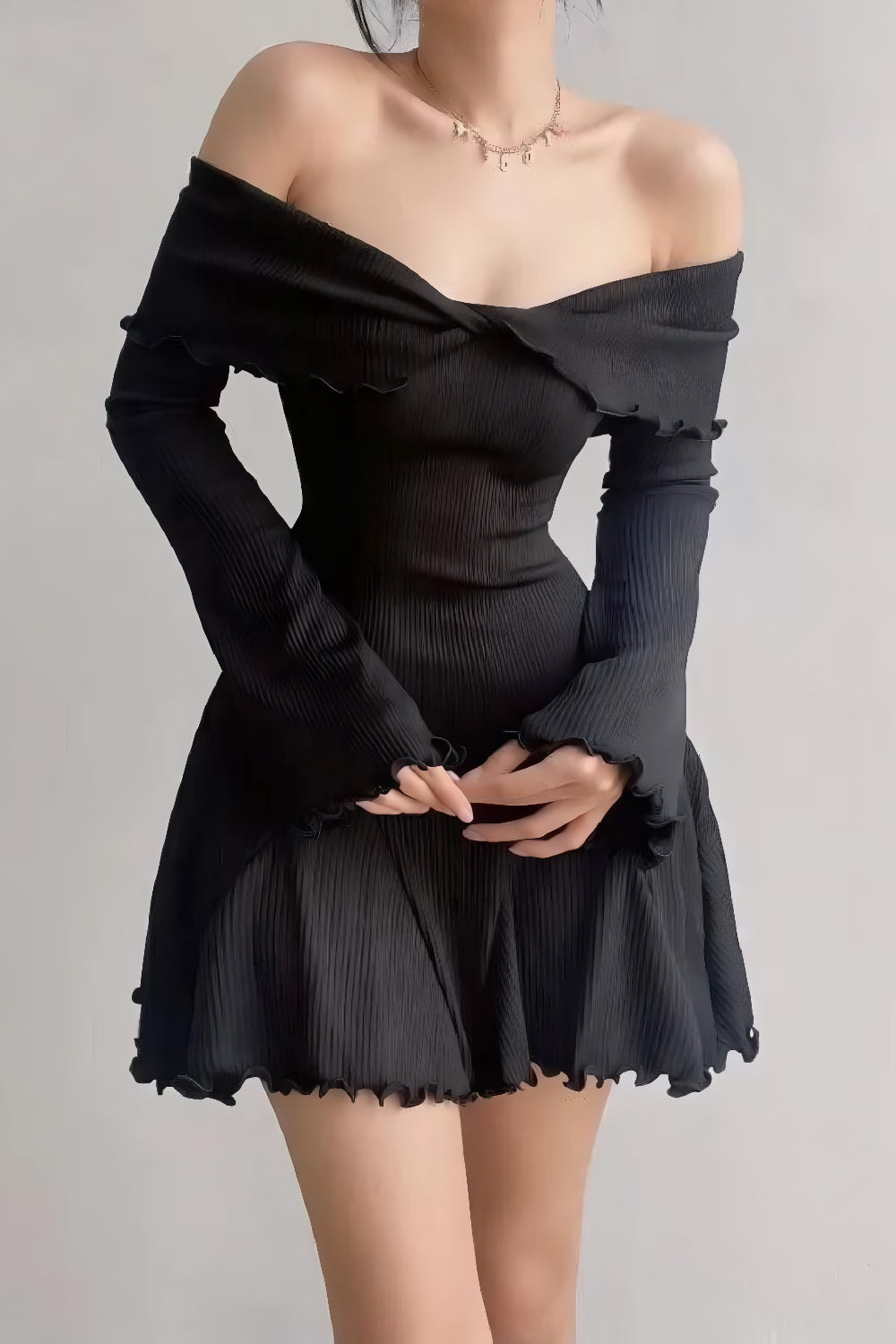 Elena Off-the-shoulder Mesh Dress
