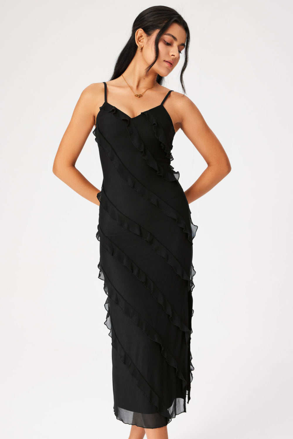 Midi dress with slit