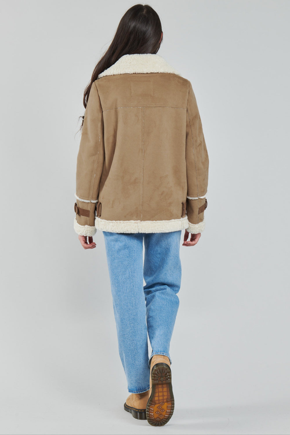 Brown aviator jacket with belt