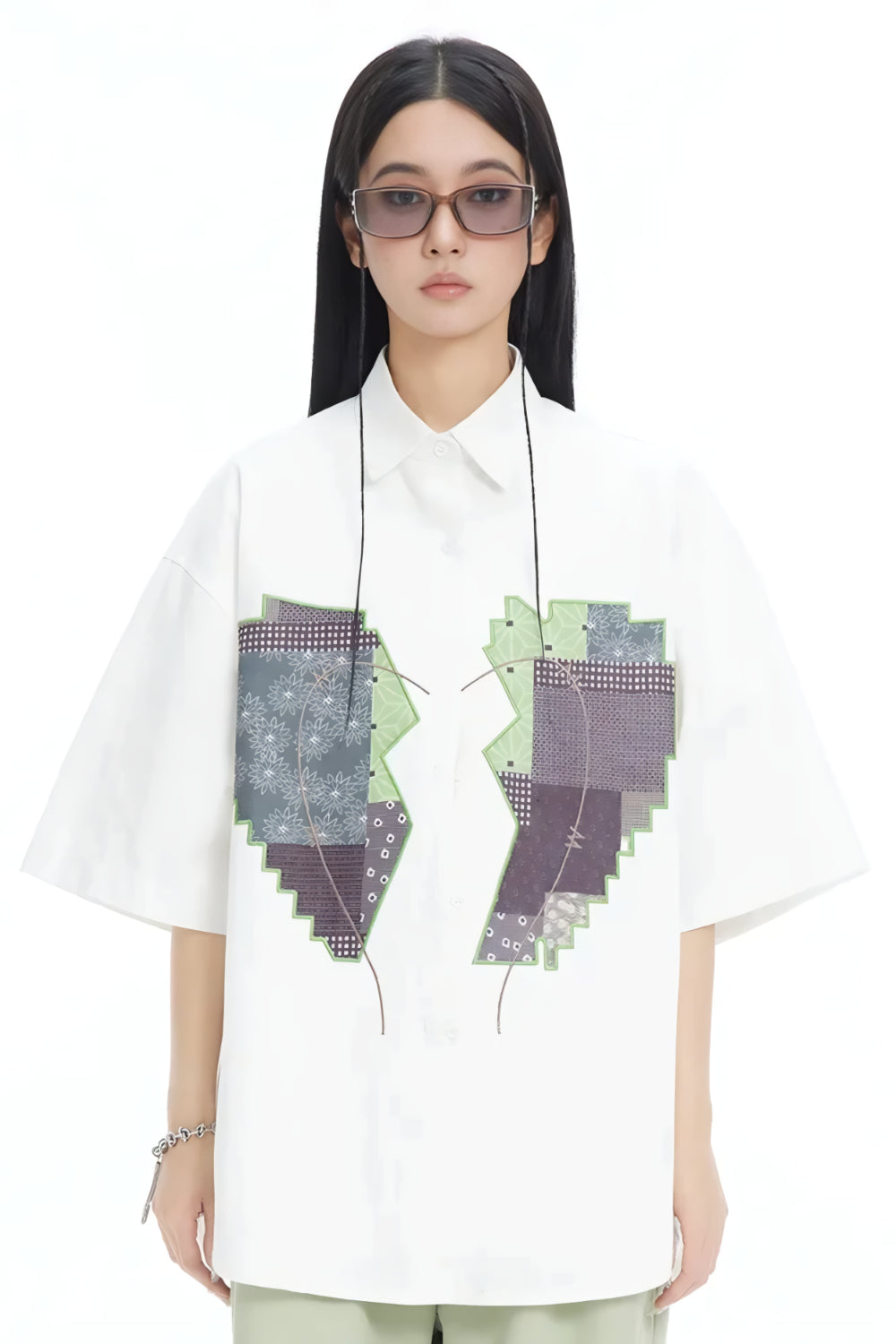 Heart embroidered shirt