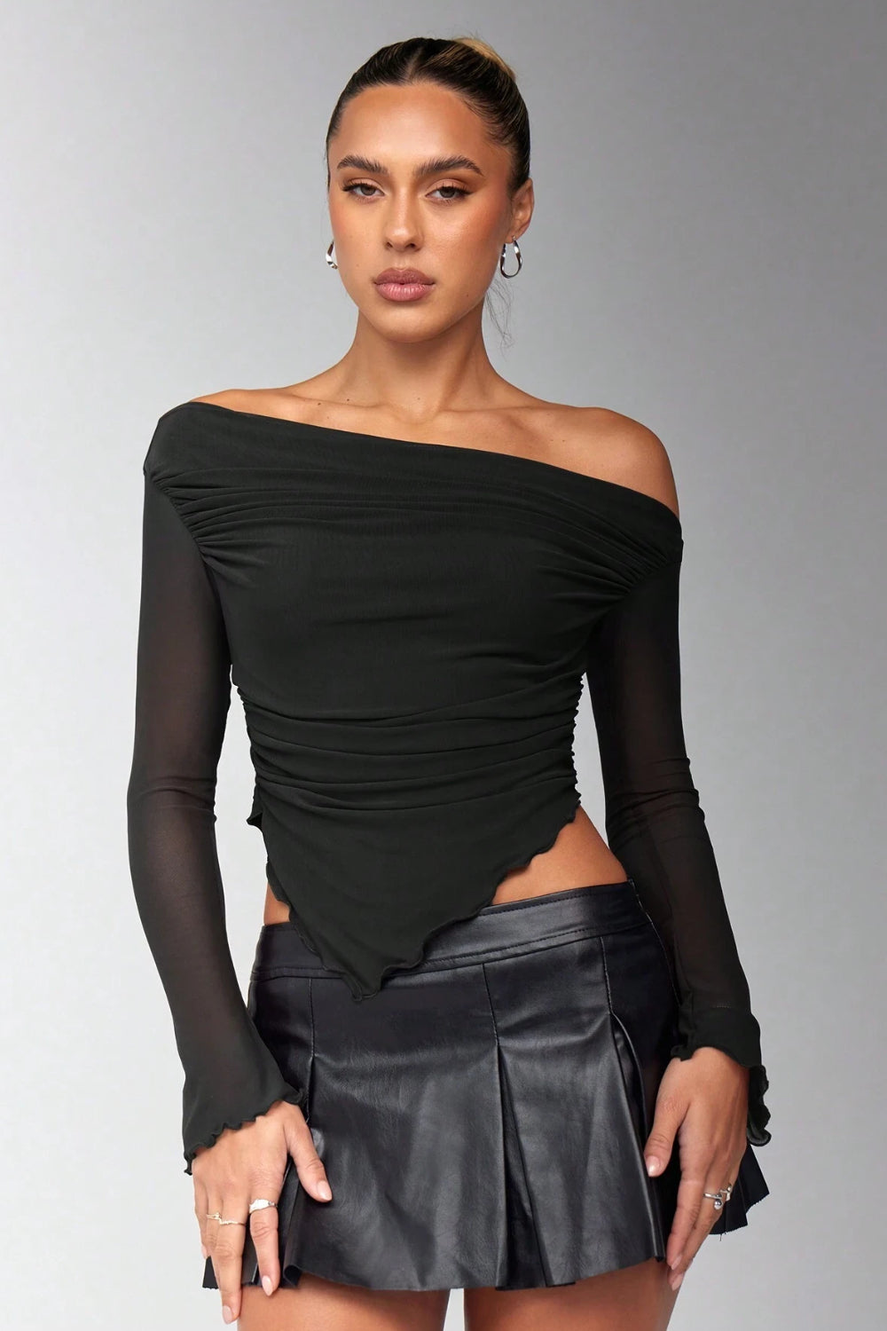 Lumina asymmetrical pleated top