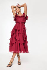 Midi dress with flute sleeves