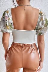 Eclipse halter top with puff sleeves