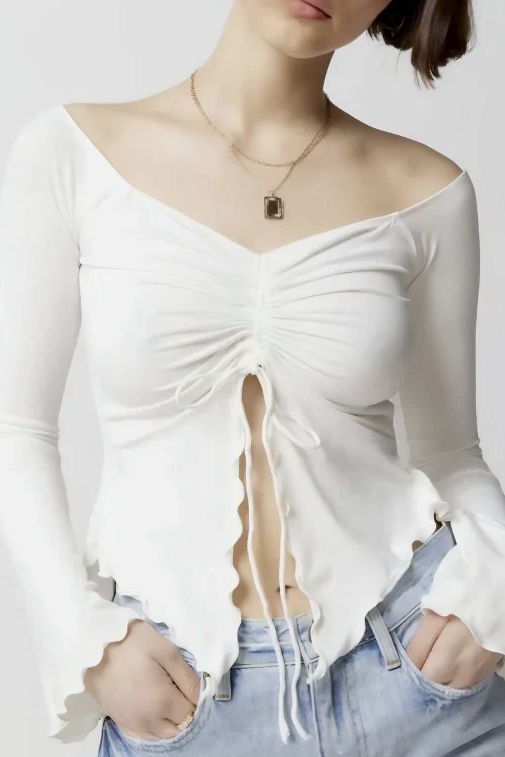 Off-the-shoulder ruched top