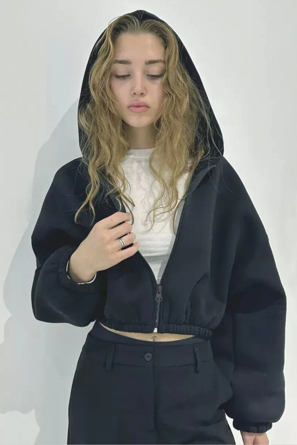Lyla cropped zip-up hoodie