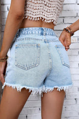 High waisted ripped denim shorts