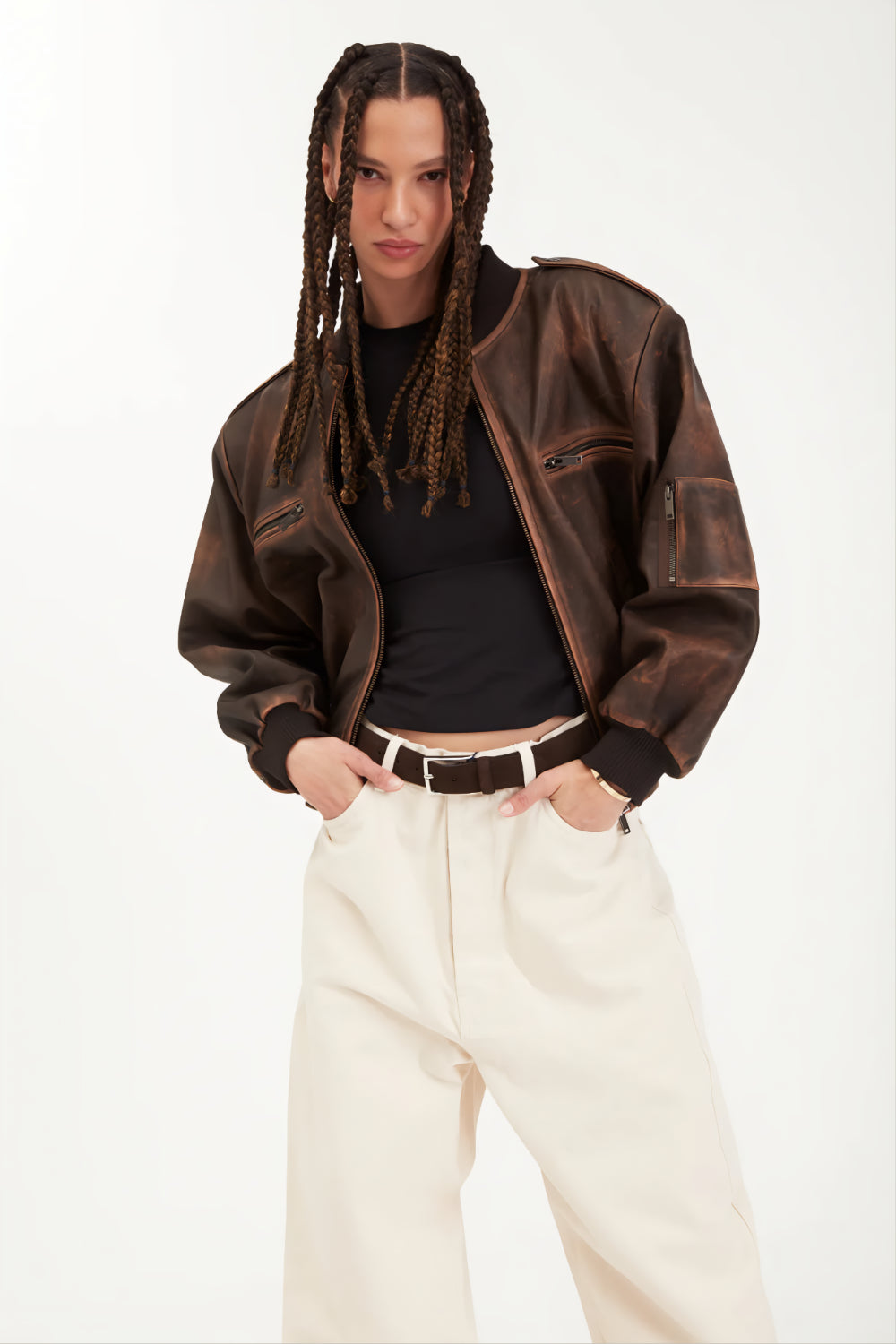 Mila brown leather jacket