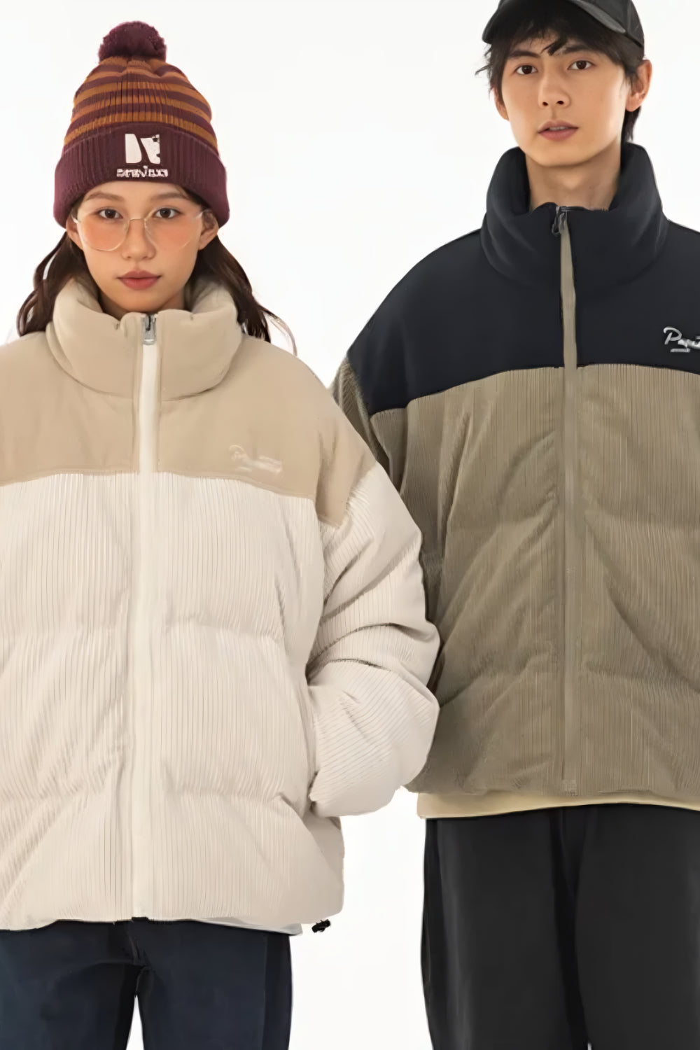 Unisex quilted jacket with stand-up collar