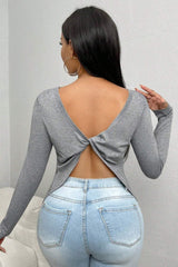 Lilac long sleeve backless top