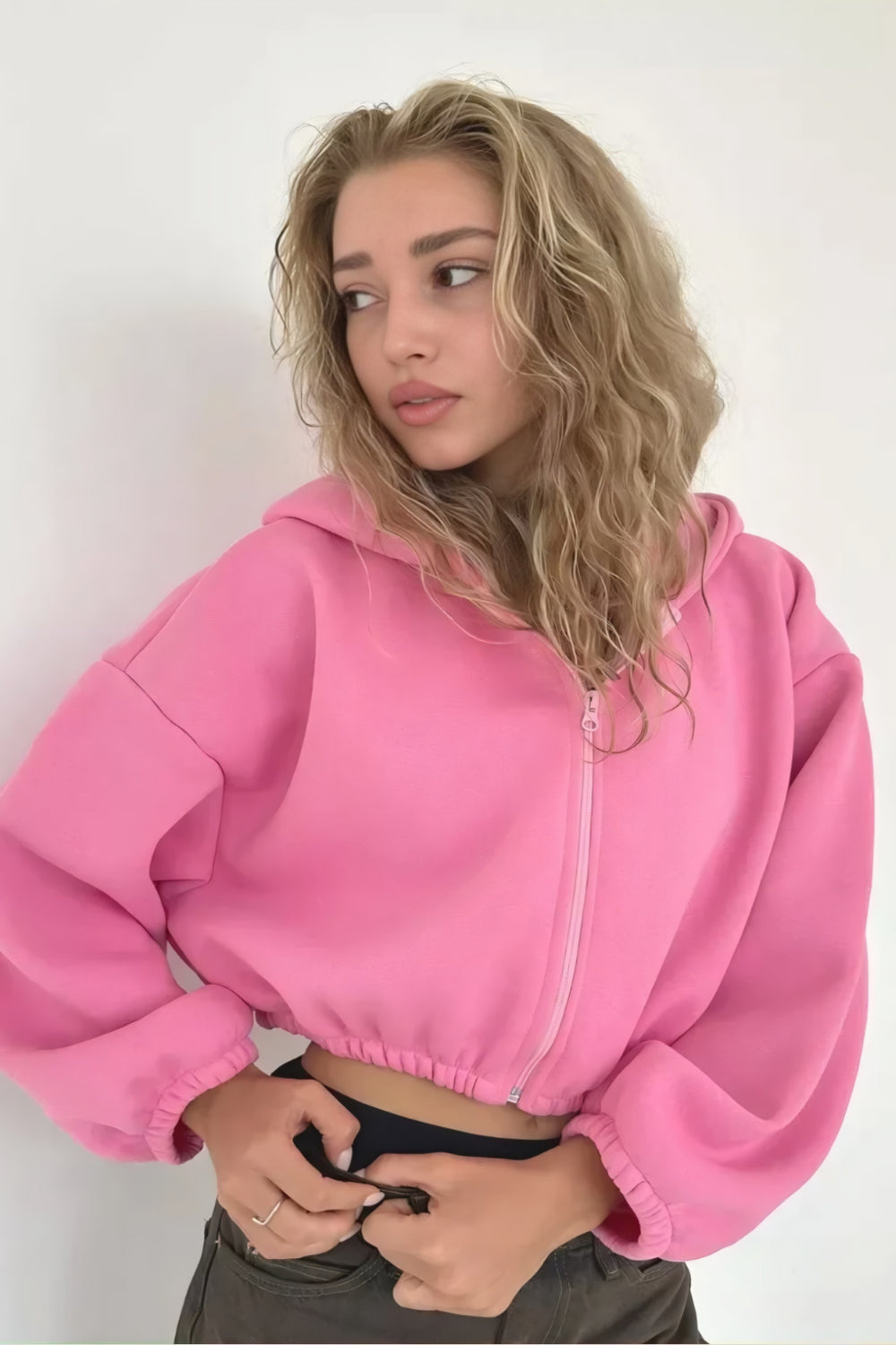 Lyla cropped zip-up hoodie