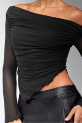 Lumina asymmetrical pleated top