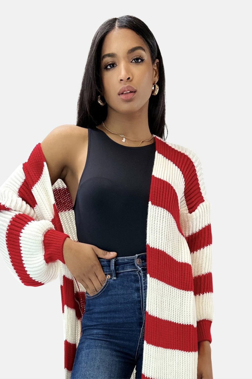 Long striped cardigan