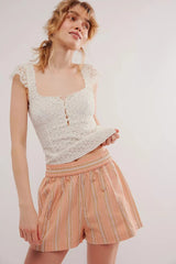 Striped elastic beach shorts