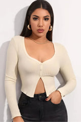 Sienna cropped cardigan with button closure