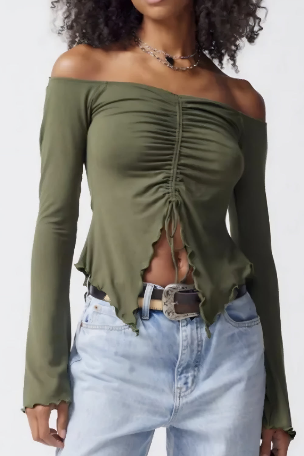 Off-the-shoulder ruched top