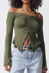 Off-the-shoulder ruched top