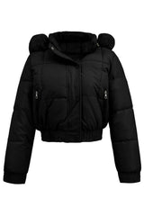 Short quilted windbreaker with hood