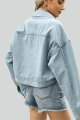 Short denim jacket with studs