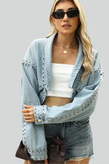 Short denim jacket with studs