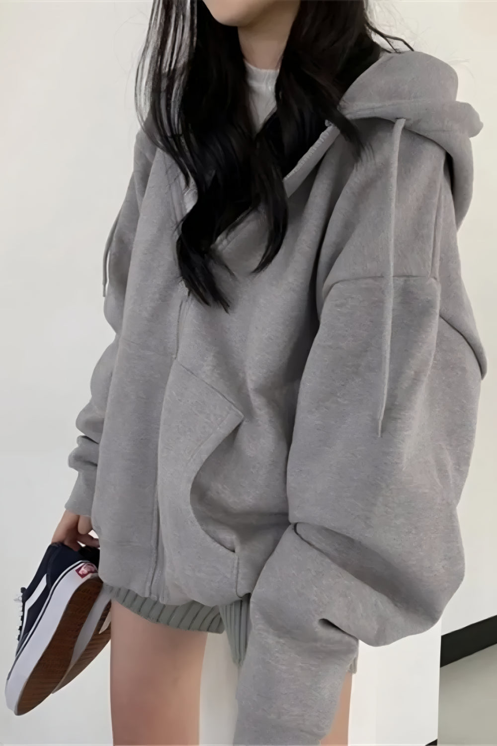 Soft hoodie with zip