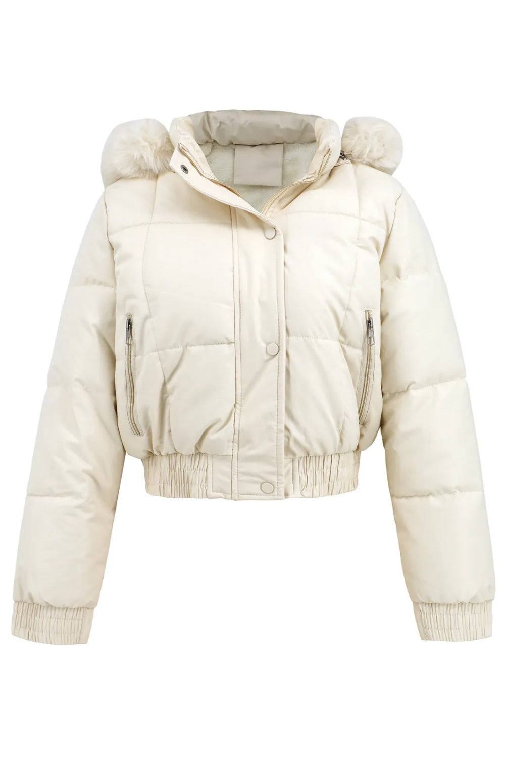 Short quilted windbreaker with hood