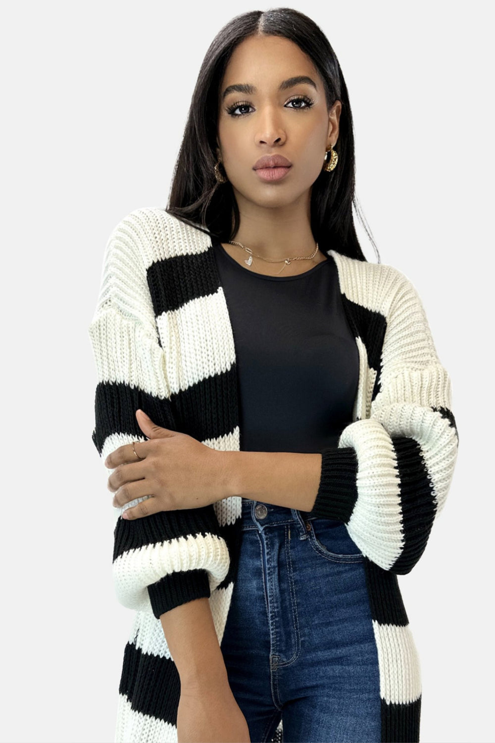 Long striped cardigan