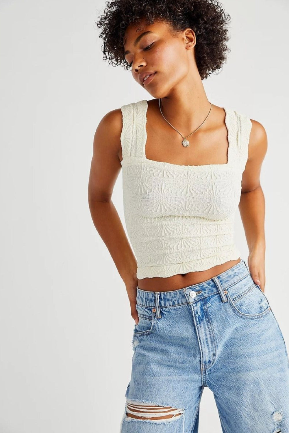 Sleeveless top in nova jacquard