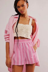 Striped elastic beach shorts