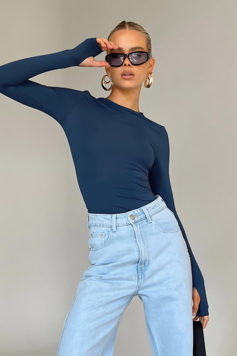 Petrol crew neck top