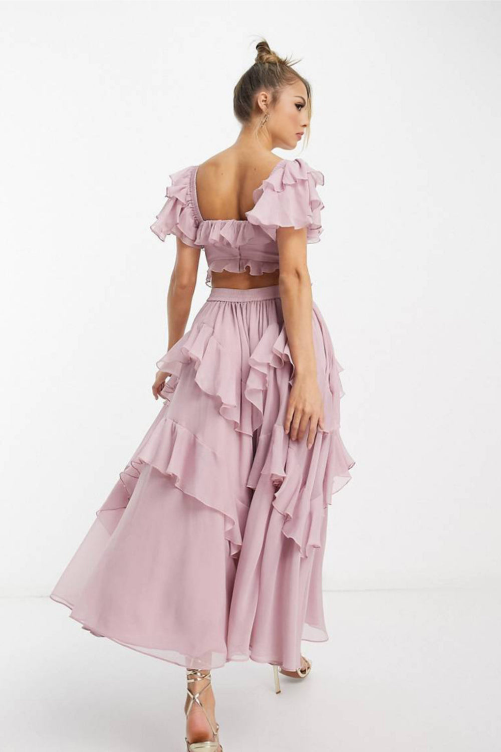 Midi dress with flute sleeves