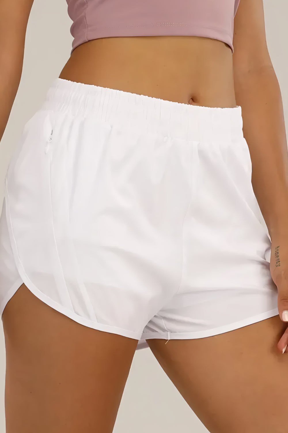 Running shorts with zipped pocket