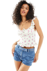 Floral square neck top