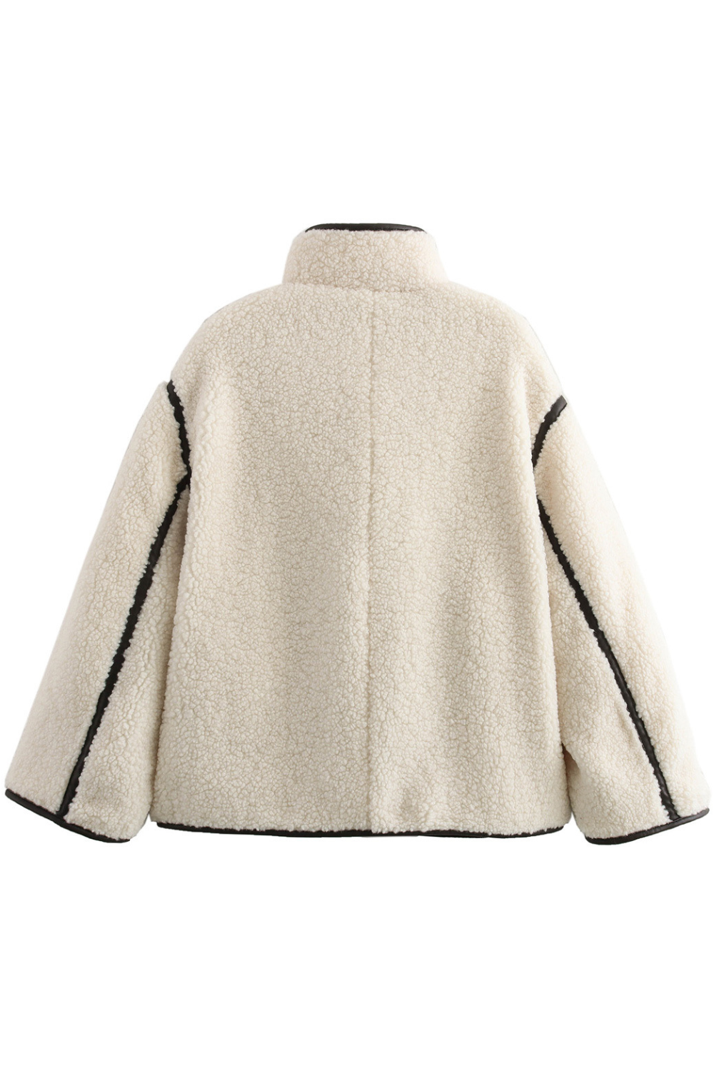 Jacket with stand-up collar and buttons, contrasting trim