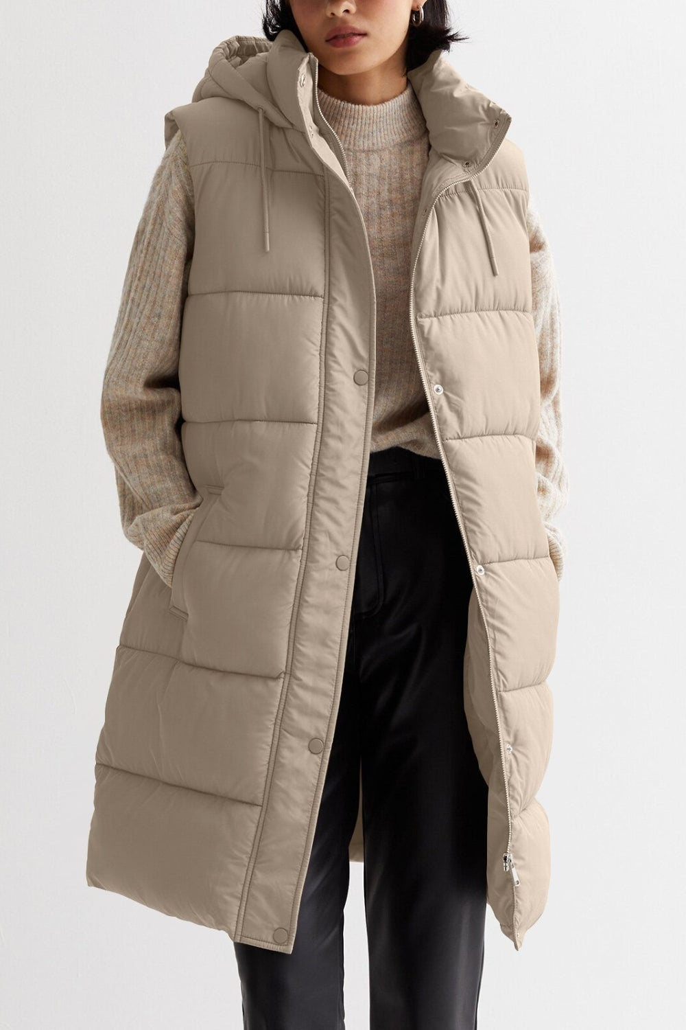 Serenity mid-length hooded vest