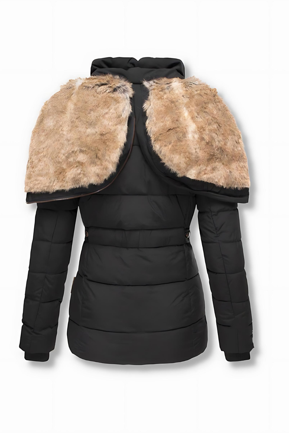 Quilted coat with stand-up collar and hood