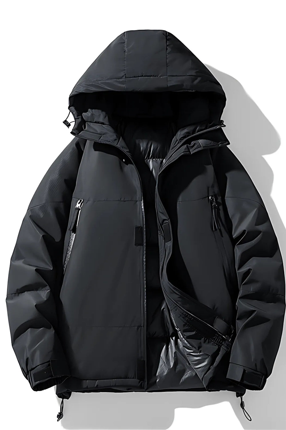 Technical down jacket with hood