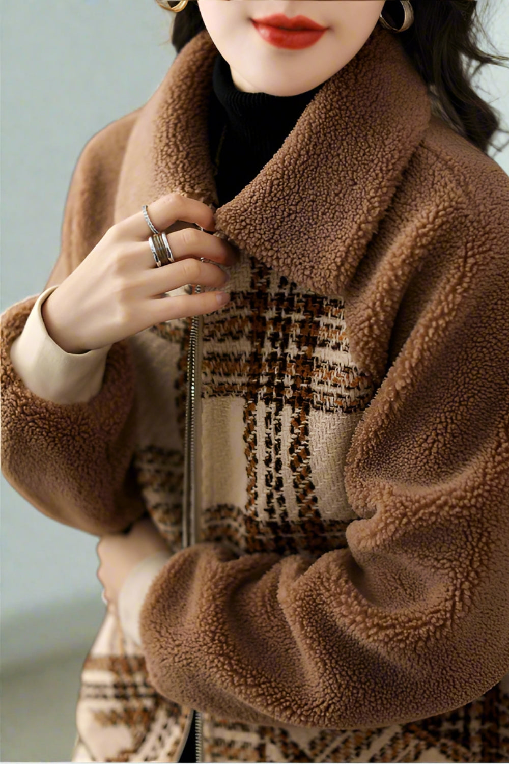 Brown plaid raglan jacket