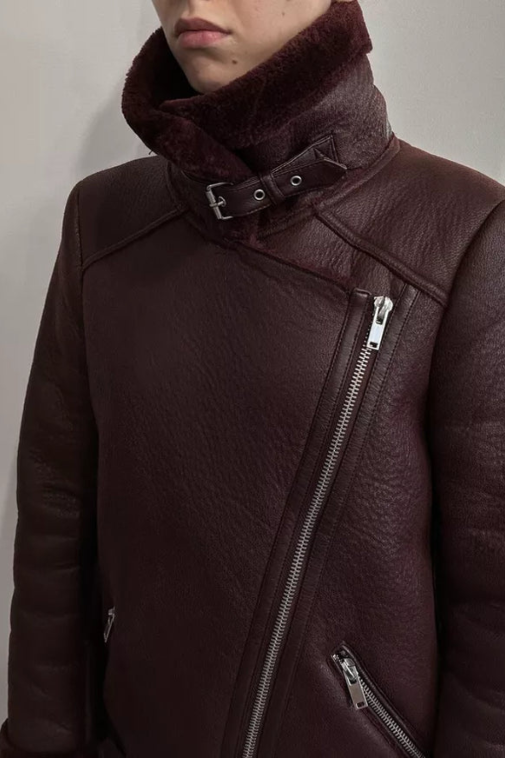 Amelia leather jacket with integrated fur