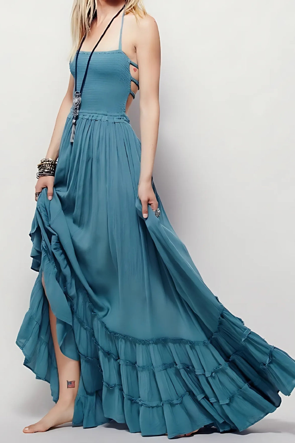 Serena Halter Neck Long Beach Dress