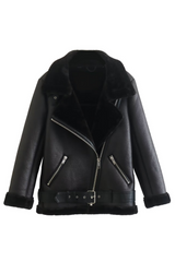 Amelia leather jacket with integrated fur